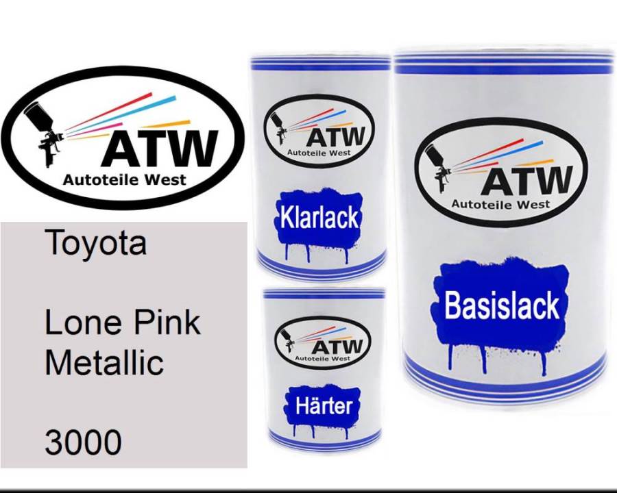 Toyota, Lone Pink Metallic, 3000: 500ml Lackdose + 500ml Klarlack + 250ml Härter - Set, von ATW Autoteile West.